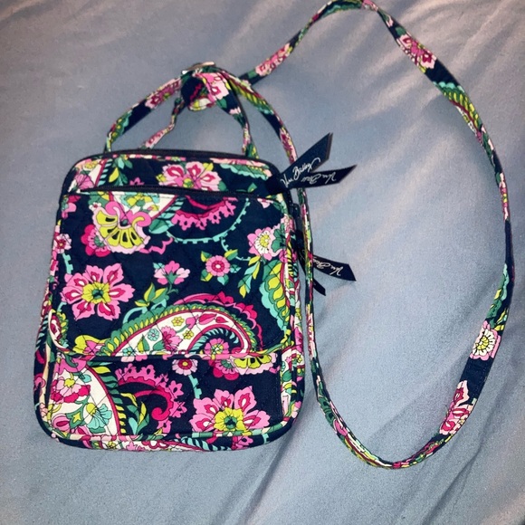 Vera Bradley Handbags - Vera Bradley Paisley Crossbody Bag - Navy and Pink